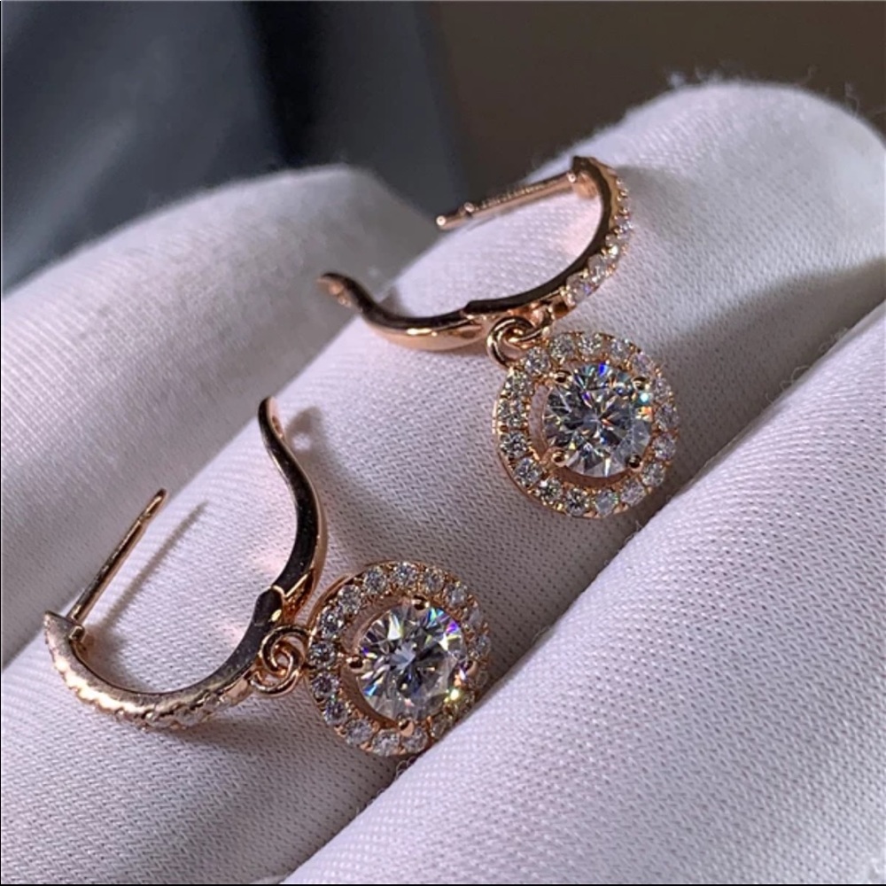 New Women’s Rose Gold Diamond Earrings - Picture 5 of 5